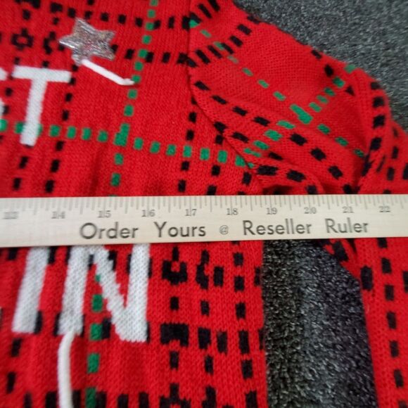 NOBO Christmas Sweater Women's XXL 19 Red Plaid Fleece Trim Hoodie Snowman - Picture 5 of 9